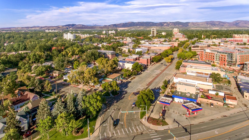 old town fort collins aerial stock photo 10 | Boxwood Photos