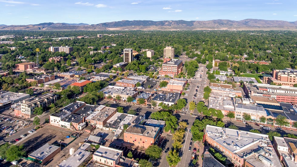old town fort collins aerial stock photo 11 | Boxwood Photos