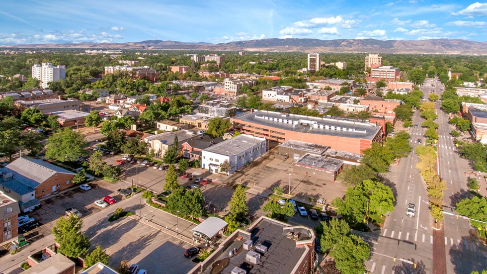 old town fort collins aerial stock photo 13 | Boxwood Photos