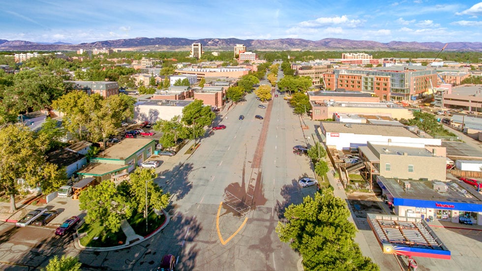 old town fort collins aerial stock photo 15 | Boxwood Photos